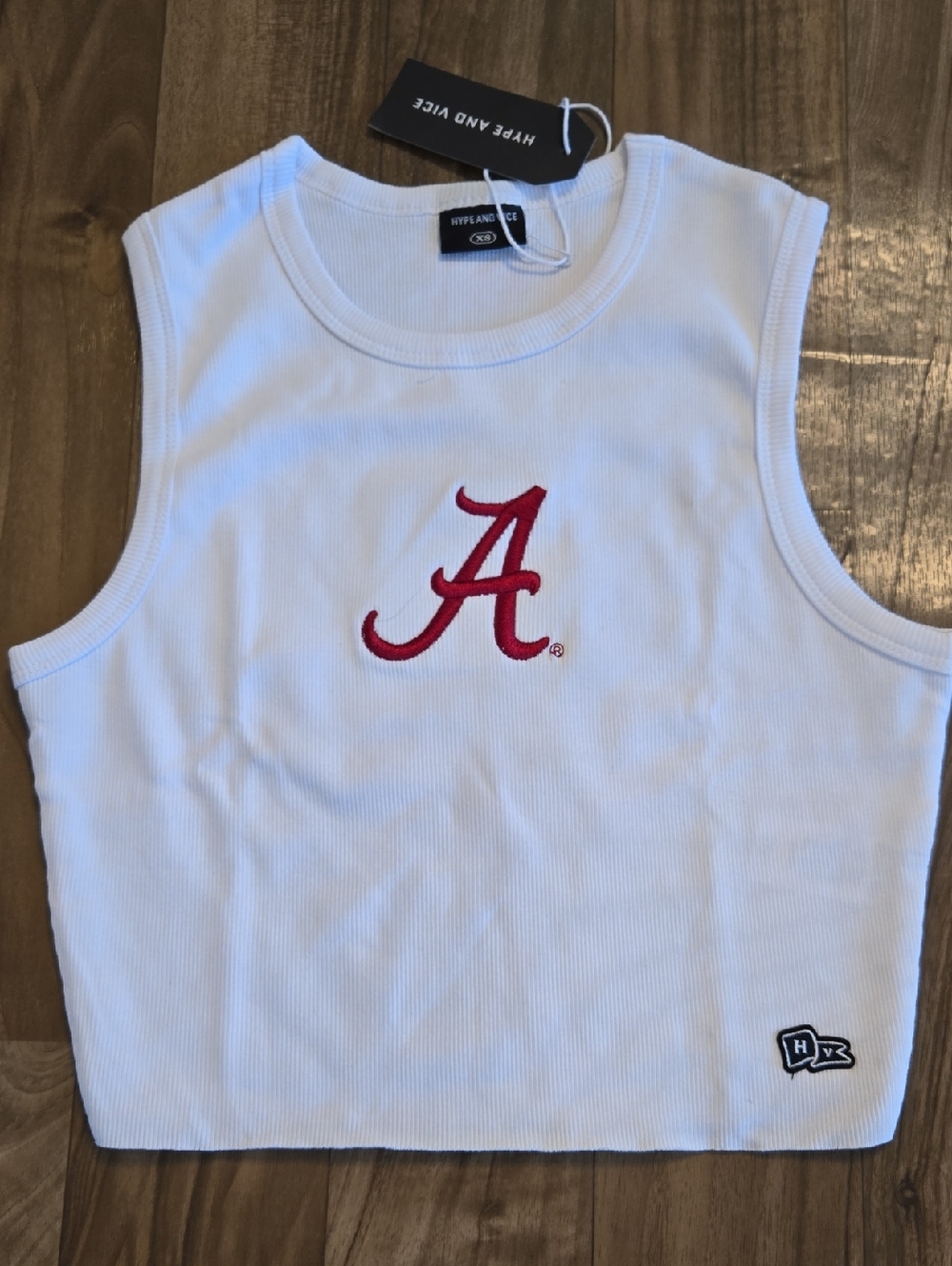 Hype and Vice White Ribbed Tank with Red 'A' Logo